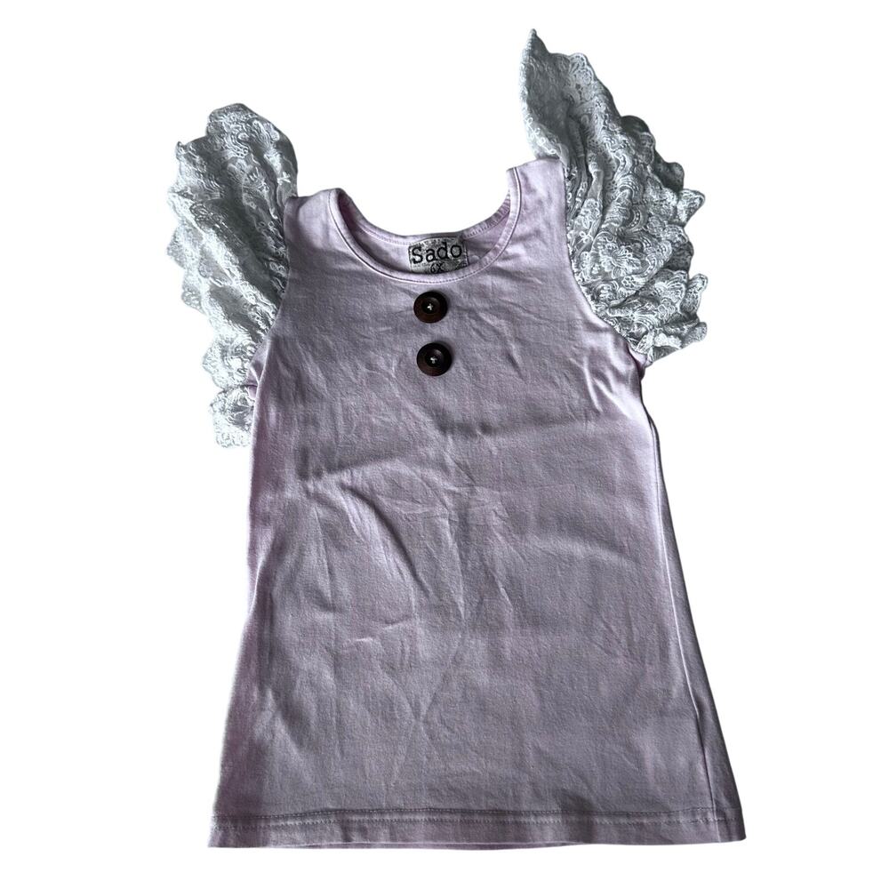 Sado Adorable Pink Lace Detail Top - Size 6X